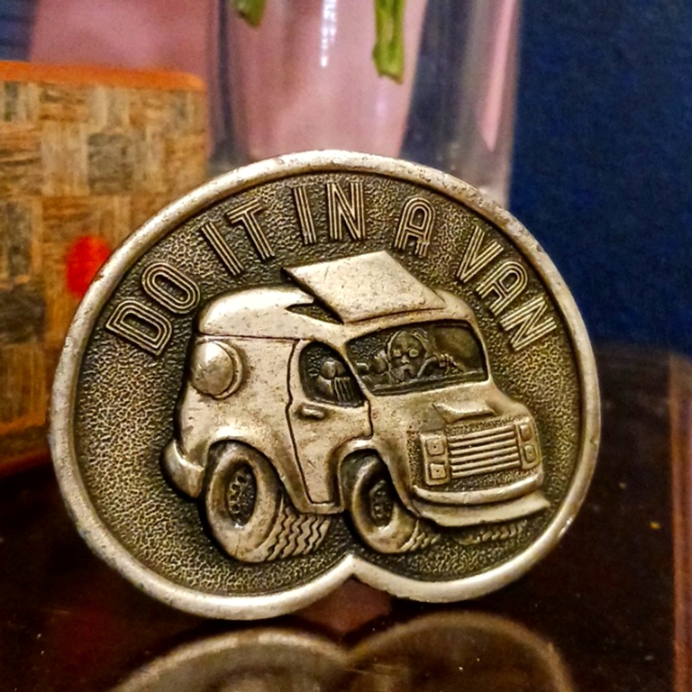 TRUE VINTAGE Do It In A Van Belt Buckle. 1976